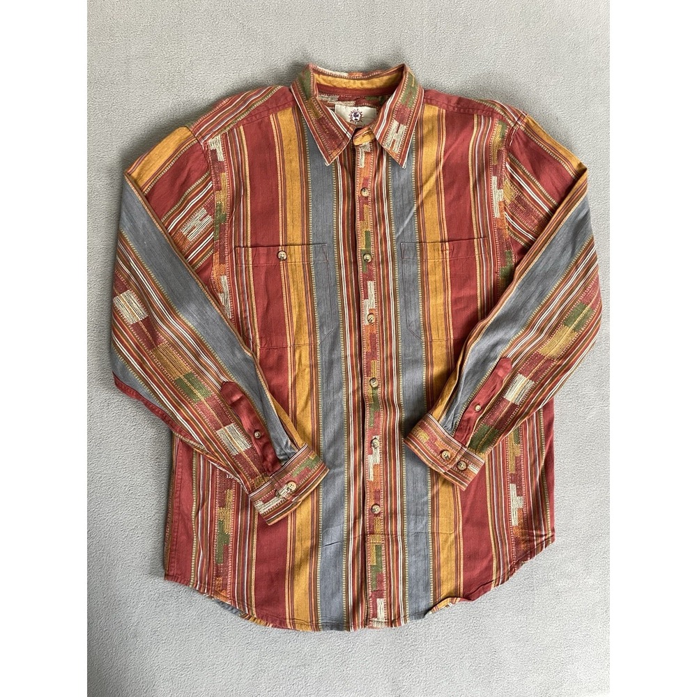 Vintage The Territory Ahead Shirt Men's Size Large Aztec Southwest Button-Up